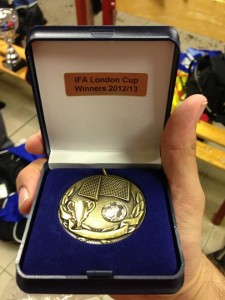 Tom Beck shows off his London Cup winners medal